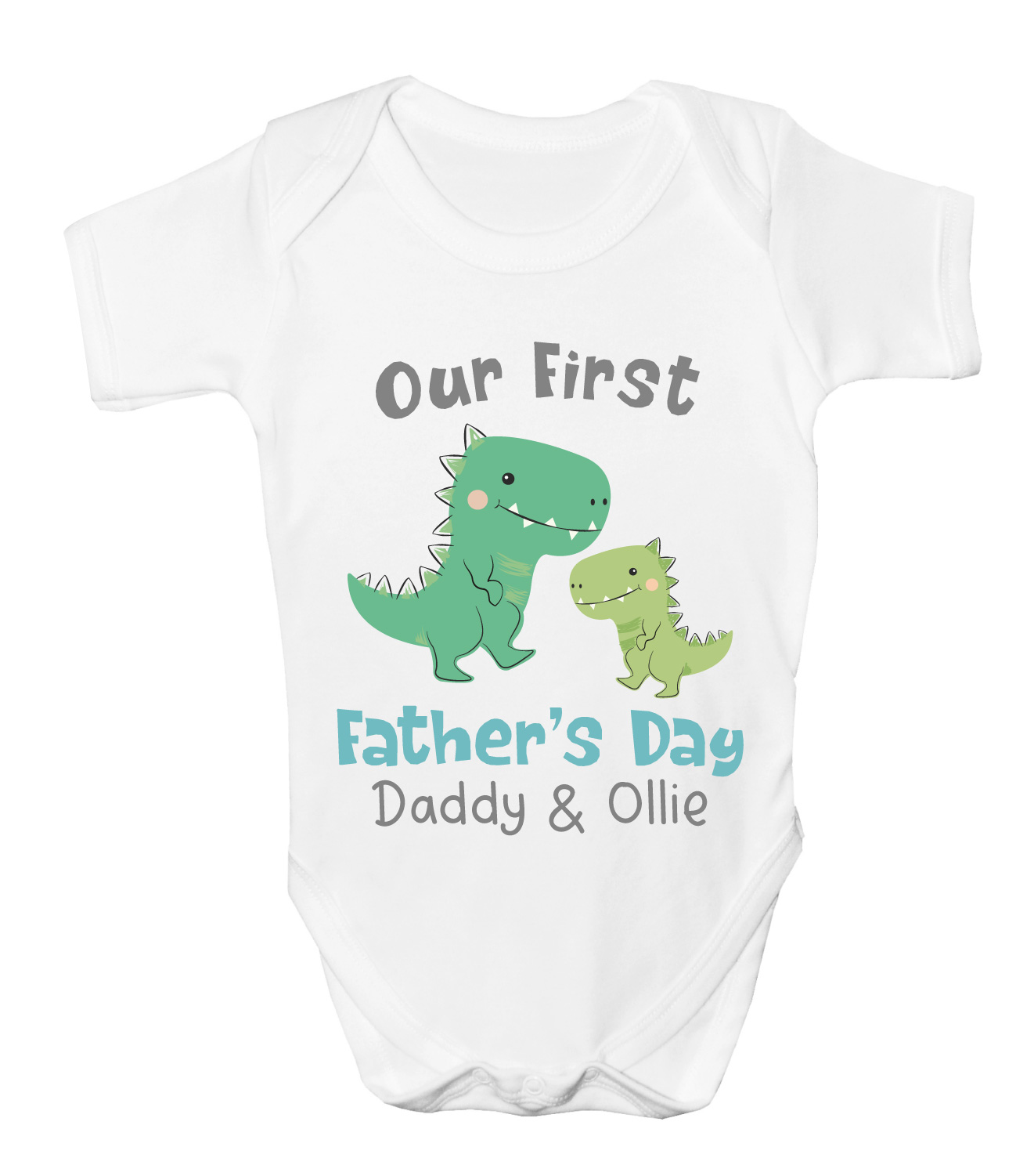 Personalised Fathers Day Baby Grow Dinosaur Bodysuit Vest Any Name Gift