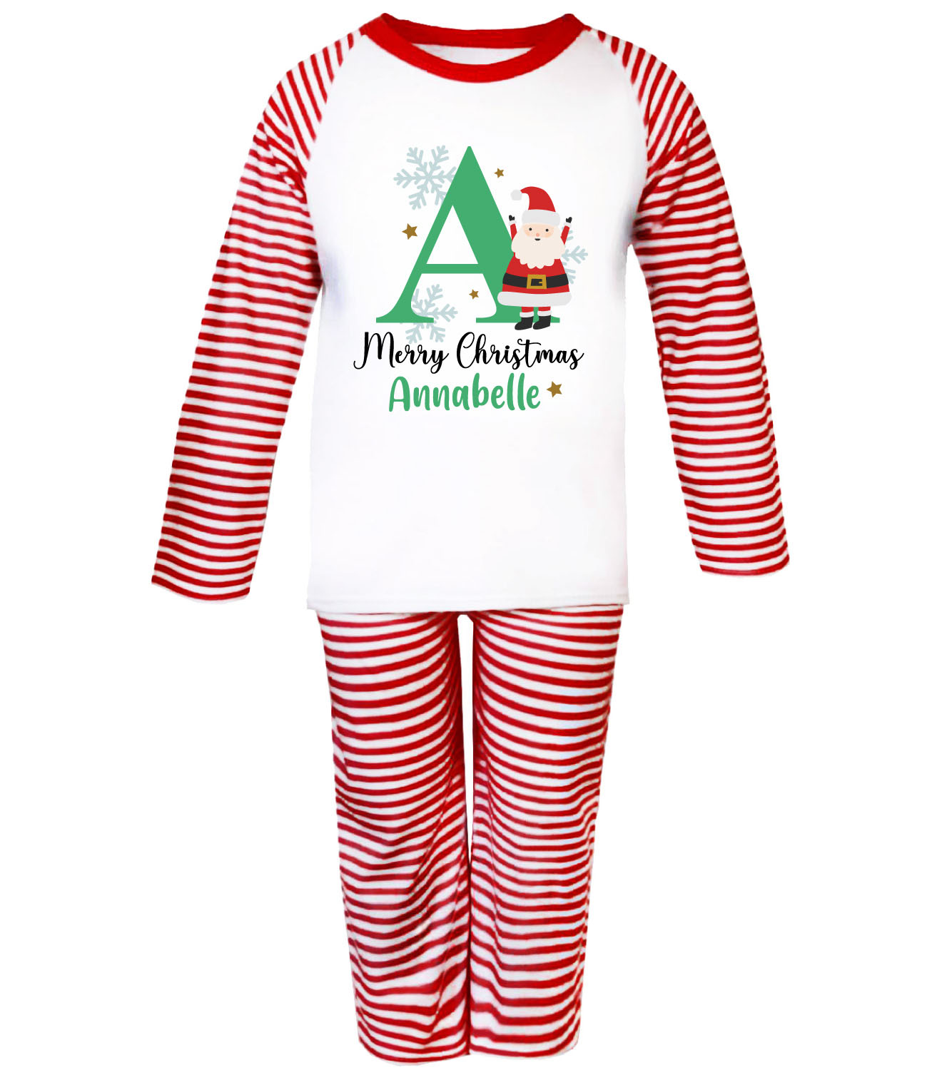Personalised Christmas Pyjamas Childrens Red Xmas Eve Pjs Kids Any Name