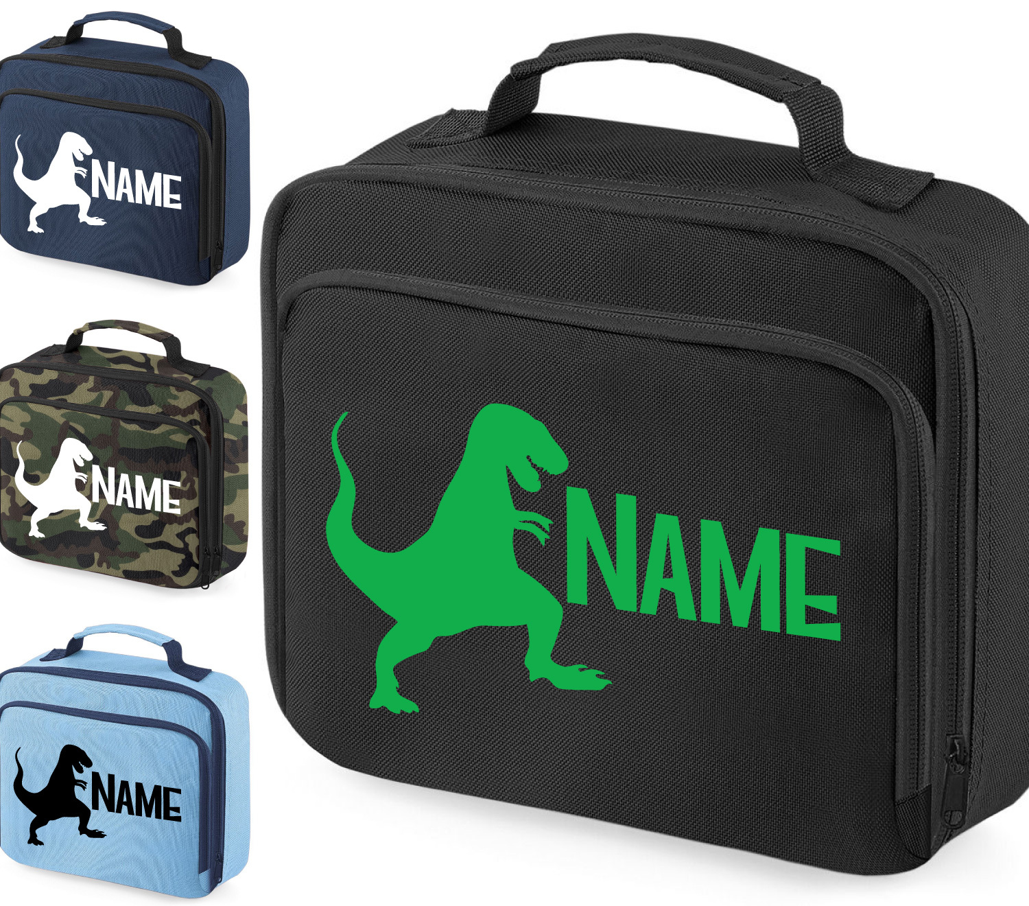 Personalised dinosaur lunch bag sales