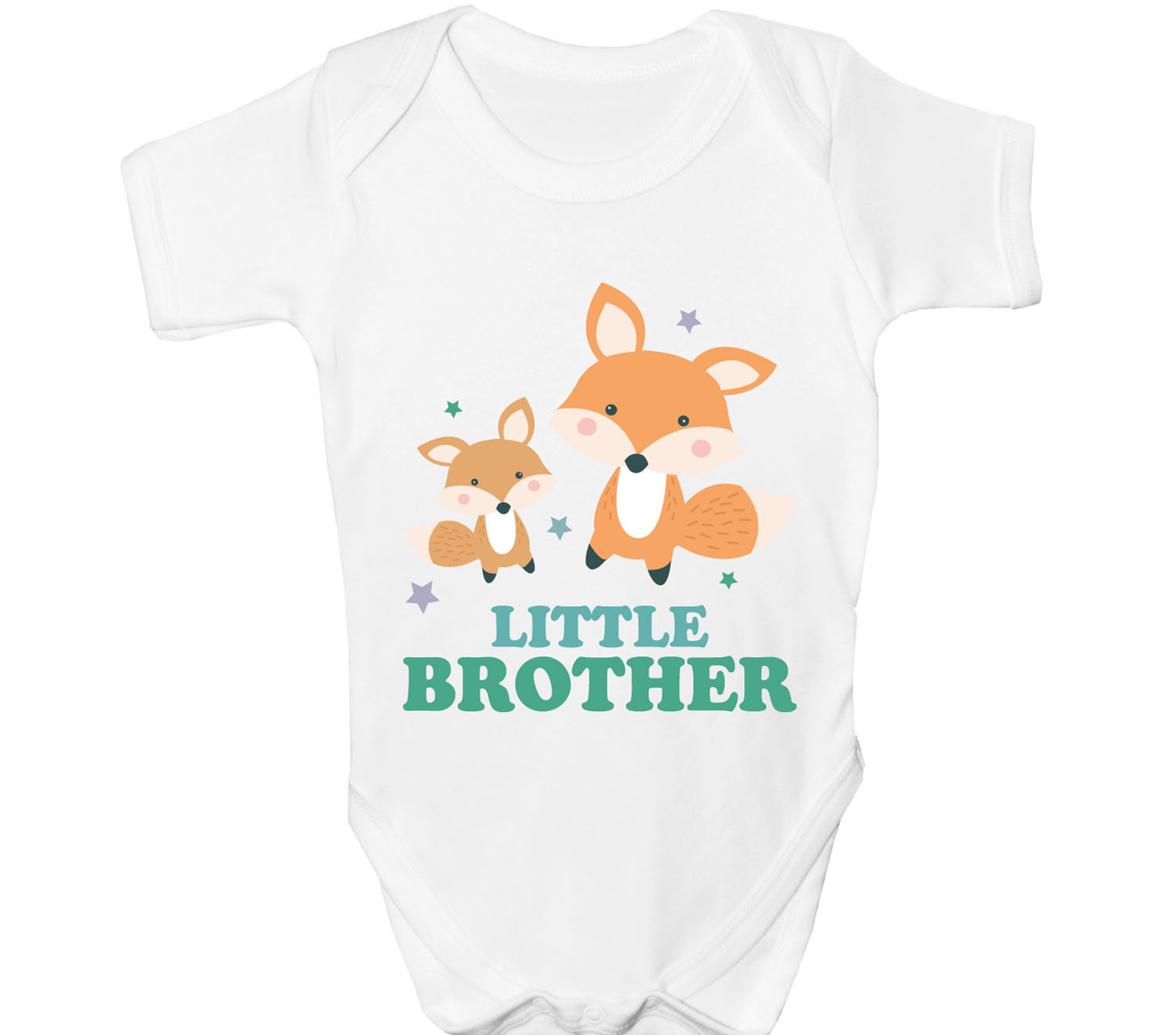 Little Brother Baby Grow Announcement Babygrow Vest Bodysuit Fox Shower Gift