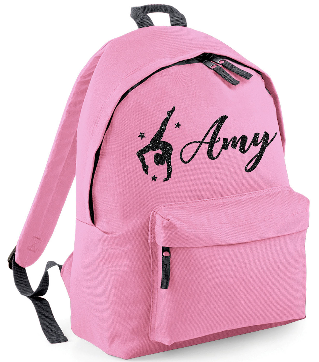 Personalised Girls Gymnastics Handstand Glitter Backpack School Rucksack Bag