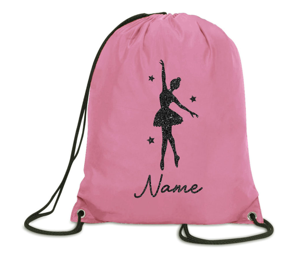 Personalised Dance Bag Girls Ballerina Glitter Drawstring Ballet Pull