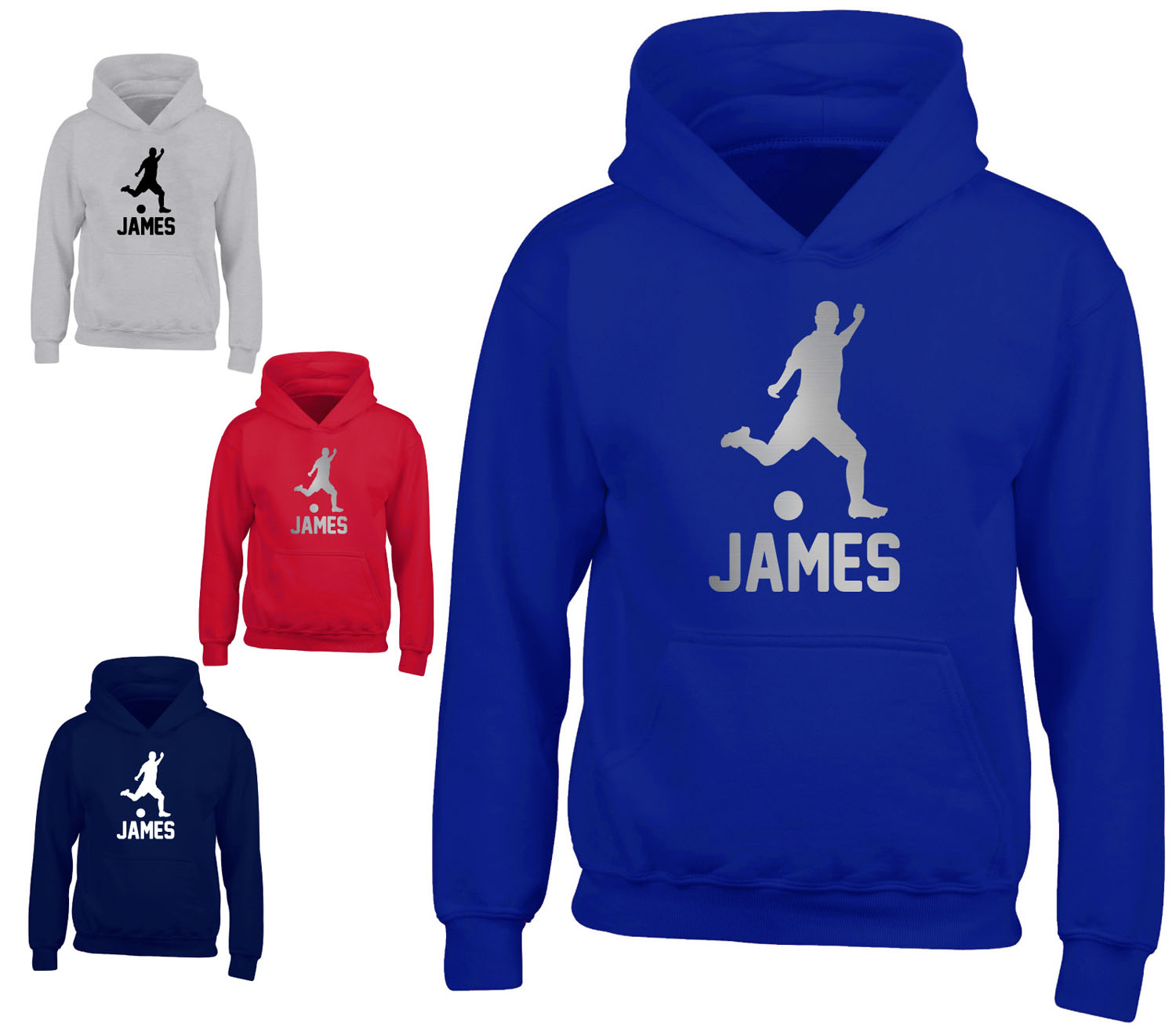 Childrens Personalised Football Hoodie Boys Footballer Footie Hoody Kids Top