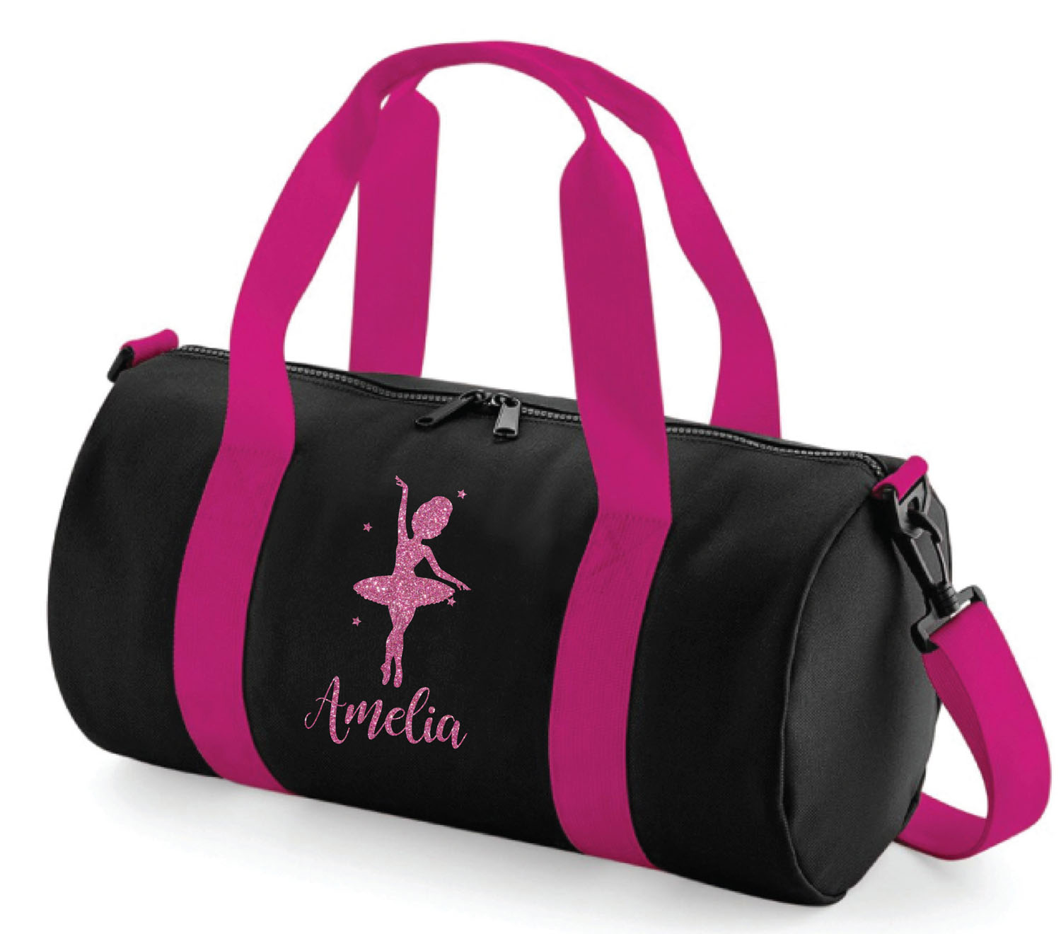 Absolutely Top Personalised Girls Glitter Ballet Dancer Barrel Bag