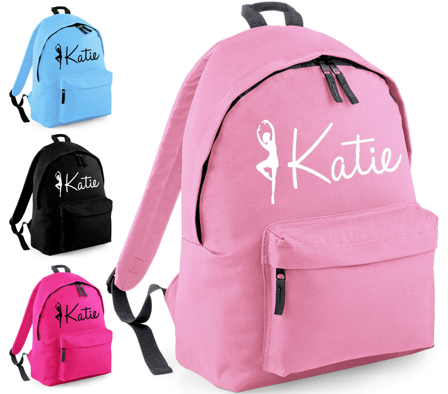 Childrens Personalised Ballet Dancer Glitter Backpack Girls Dance School Bag