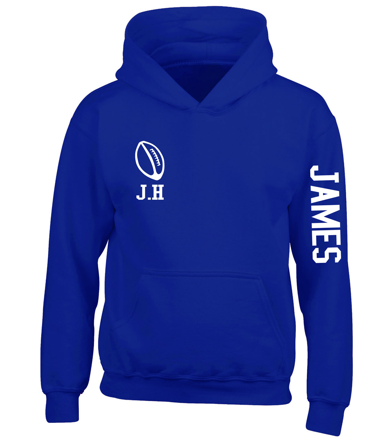 Childrens Personalised Arm Print Initials Rugby Hoodie Boys Sport Hoody Football Absolutely Top